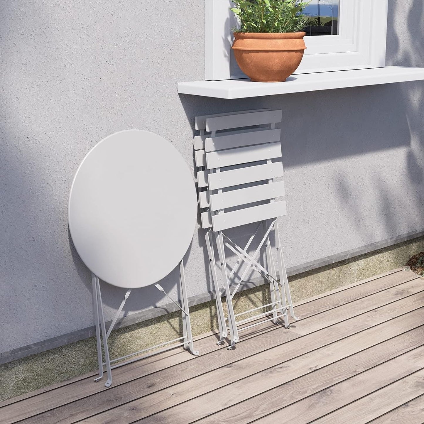 Ensemble de bistro pliable en métal 3 pièces, ensemble de conversation résistant aux intempéries pour l'intérieur et l'extérieur, pour patio, jardin, cour.