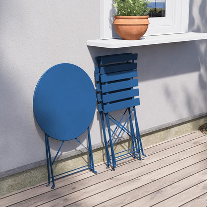 Ensemble de bistro pliable en métal 3 pièces, ensemble de conversation résistant aux intempéries pour l'intérieur et l'extérieur, pour patio, jardin, cour.