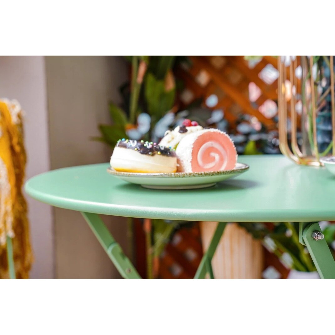 Ensemble de bistro pliable en métal 3 pièces, ensemble de conversation résistant aux intempéries pour l'intérieur et l'extérieur, pour patio, cour, jardin.