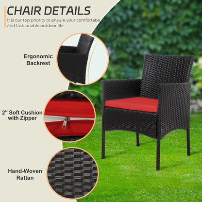 Ensemble de meubles en osier pour patio, 4 pièces, ensemble de meubles d'extérieur en rotin avec coussins