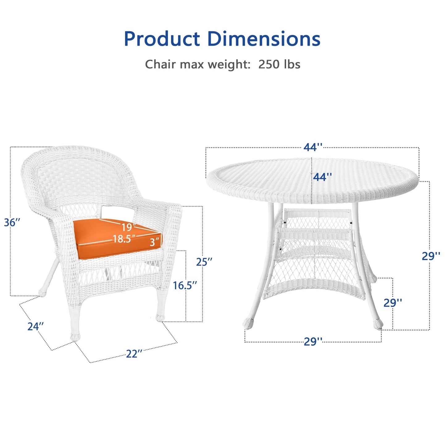 Ensemble de salle à manger en osier synthétique blanc, 5 pièces
