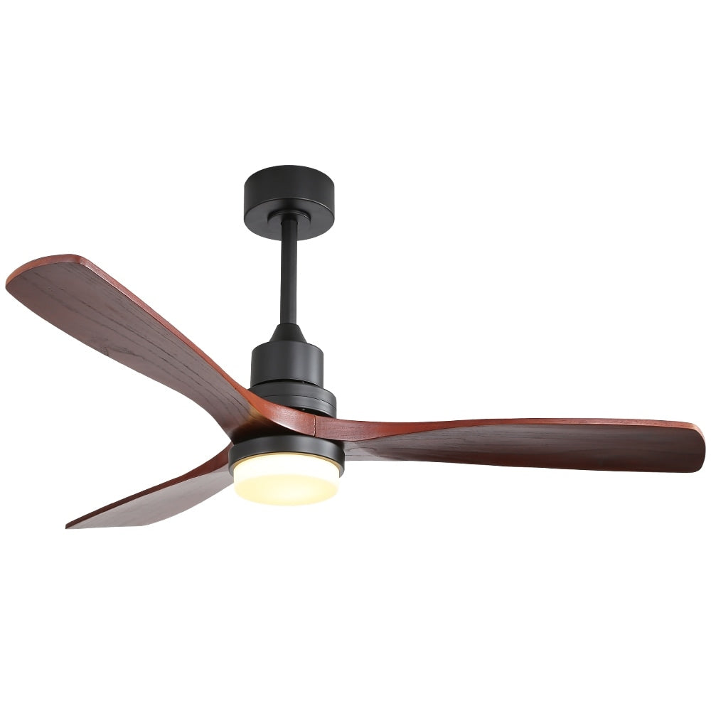Ventilateur de plafond intérieur en bois Sofucor 52 avec télécommande, éclairage intégré en option.