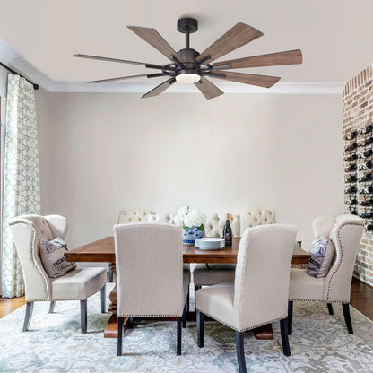 Parrot Uncle Ventilateur de plafond à LED intégré, style farmhouse, 60 pouces, avec éclairage et télécommande.