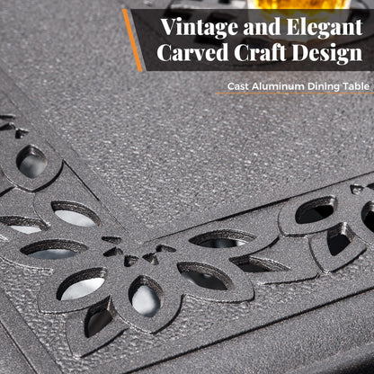 Ensemble de repas de jardin MAISON ARTS 7 pièces en fonte d'aluminium avec table rectangulaire extensible et 6 chaises en fonte d'aluminium