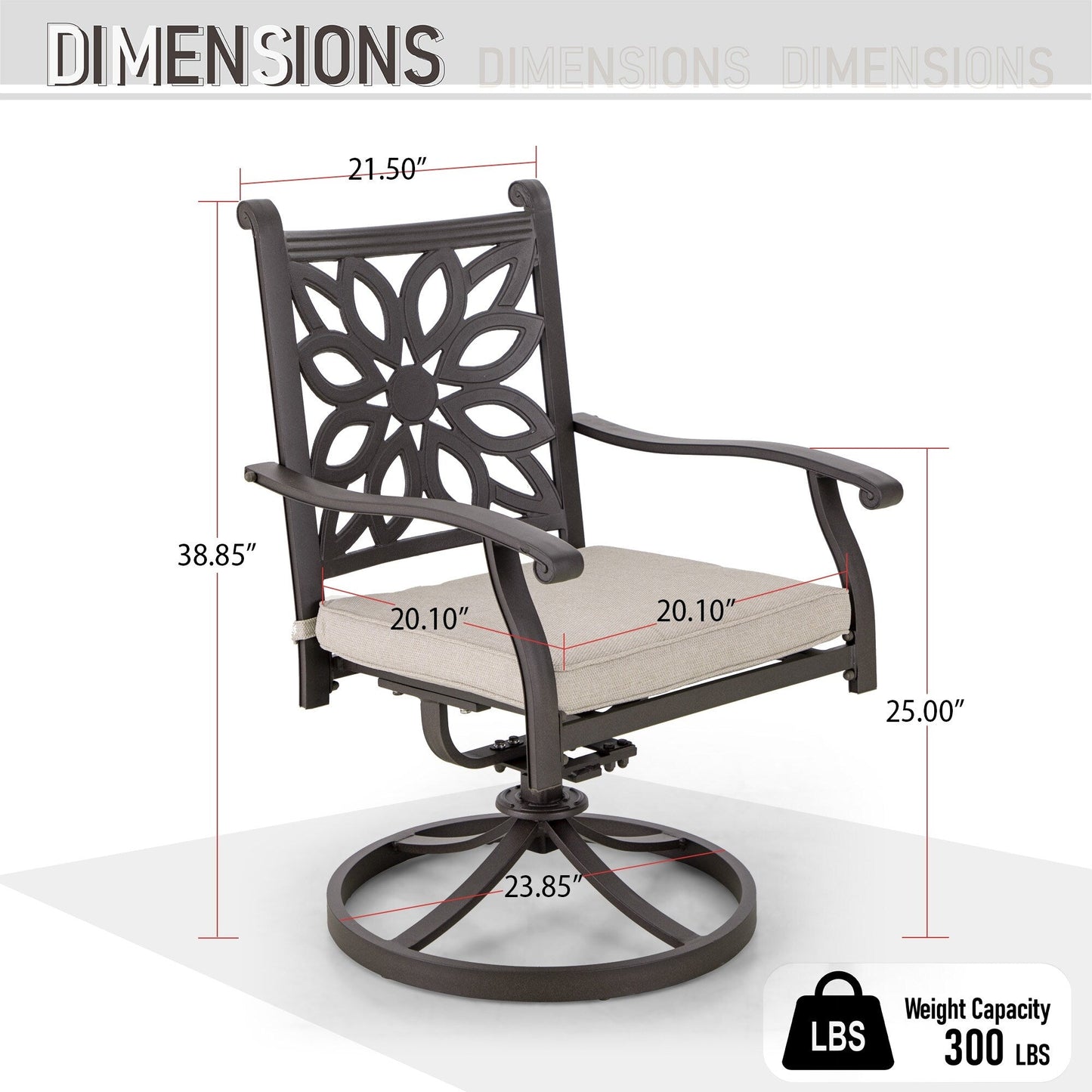 Ensemble de repas de jardin MAISON ARTS 7 pièces en fonte d'aluminium avec table rectangulaire extensible et 6 chaises en fonte d'aluminium