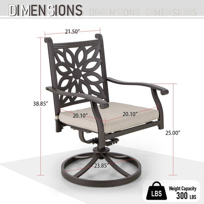Ensemble de repas de jardin MAISON ARTS 7 pièces en fonte d'aluminium avec table rectangulaire extensible et 6 chaises en fonte d'aluminium