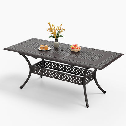 Ensemble de repas de jardin MAISON ARTS 7 pièces en fonte d'aluminium avec table rectangulaire extensible et 6 chaises en fonte d'aluminium