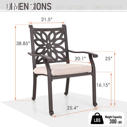 Ensemble de repas de jardin MAISON ARTS 7 pièces en fonte d'aluminium avec table rectangulaire extensible et 6 chaises en fonte d'aluminium