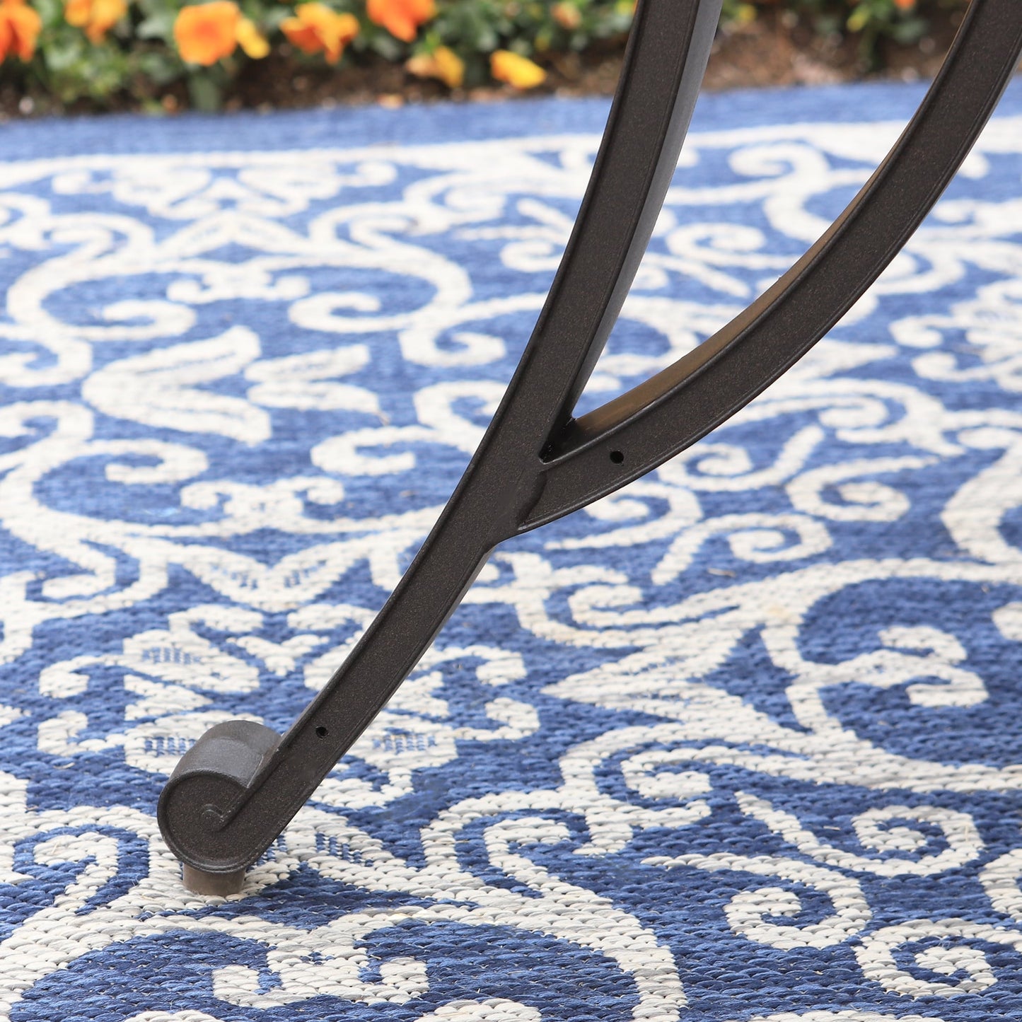 MAISON ARTS Chaises de salle à manger/ensemble de repas de patio en aluminium moulé avec table de salle à manger ronde et 6 chaises de patio en aluminium moulé