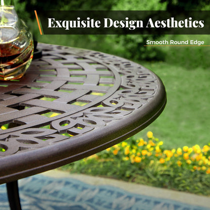 MAISON ARTS Chaises de salle à manger/ensemble de repas de patio en aluminium moulé avec table de salle à manger ronde et 6 chaises de patio en aluminium moulé