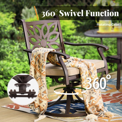 MAISON ARTS Chaises de salle à manger/ensemble de repas de patio en aluminium moulé avec table de salle à manger ronde et 6 chaises de patio en aluminium moulé