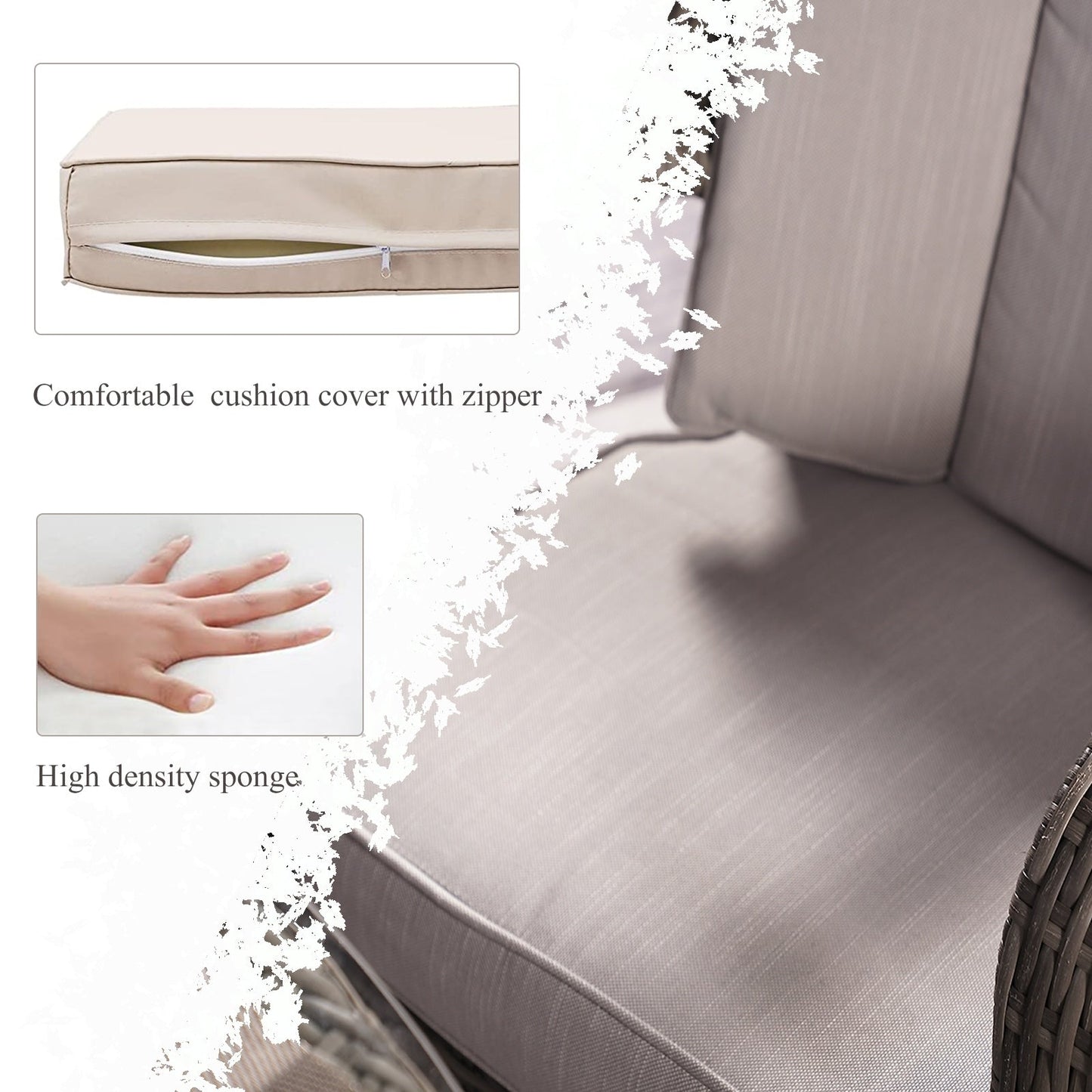 Ensemble de salle à manger rond en rotin pour extérieur, 7 pièces, avec coussins, par Moda Furnishings