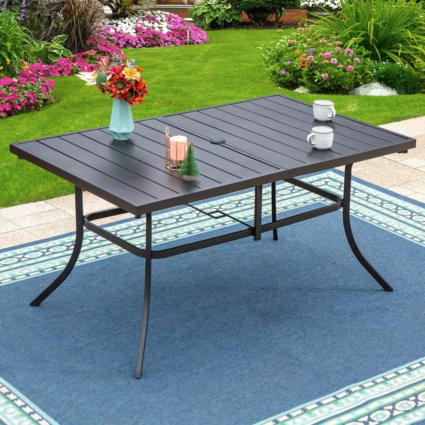 Ensemble de repas de jardin MAISON ARTS 8 pièces avec parasol de jardin de 13 pieds