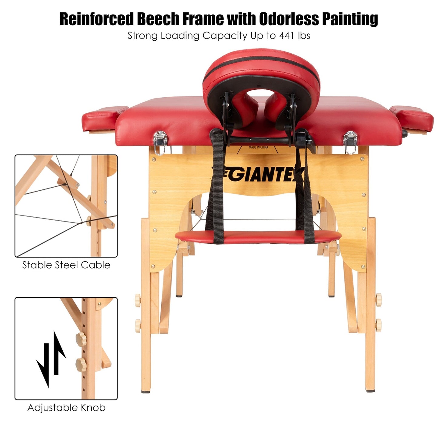 Table de massage portable 84''L, lit de spa facial réglable, pour tatouage, avec sac de transport.