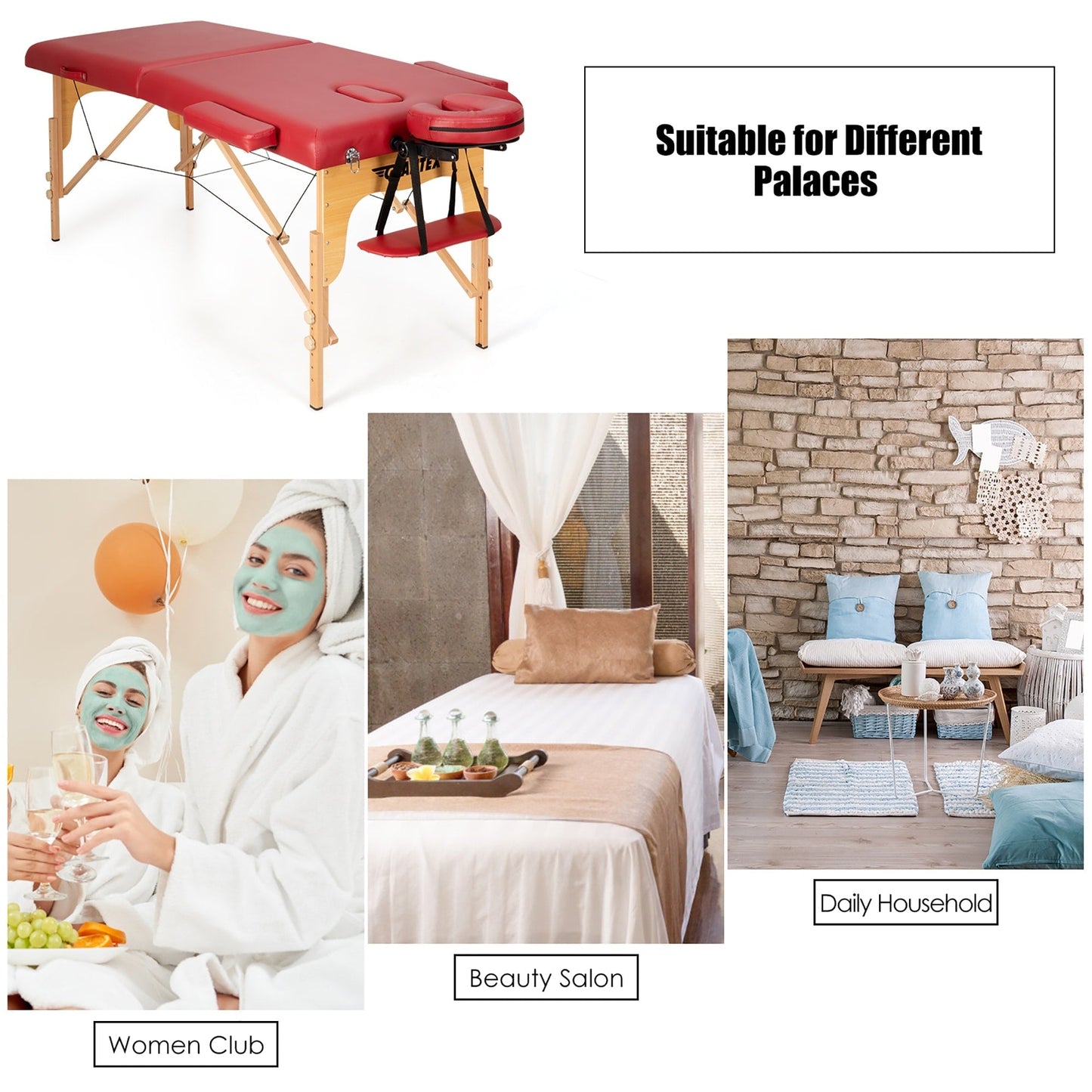 Table de massage portable 84''L, lit de spa facial réglable, pour tatouage, avec sac de transport.