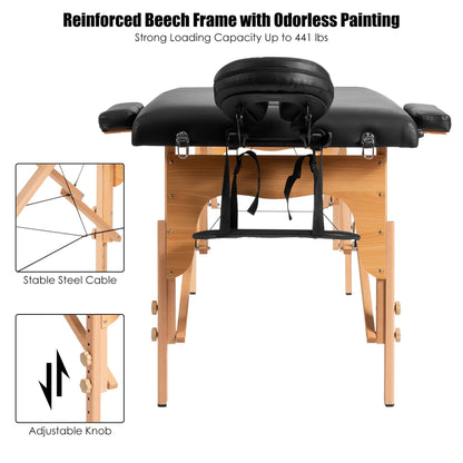 Table de massage portable 84''L, lit de spa facial réglable, pour tatouage, avec sac de transport.
