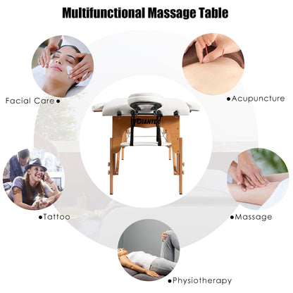 Table de massage portable 84''L, lit de spa facial réglable, pour tatouage, avec sac de transport.