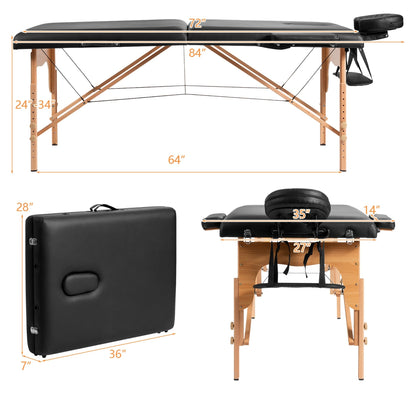 Table de massage portable 84''L, lit de spa facial réglable, pour tatouage, avec sac de transport.
