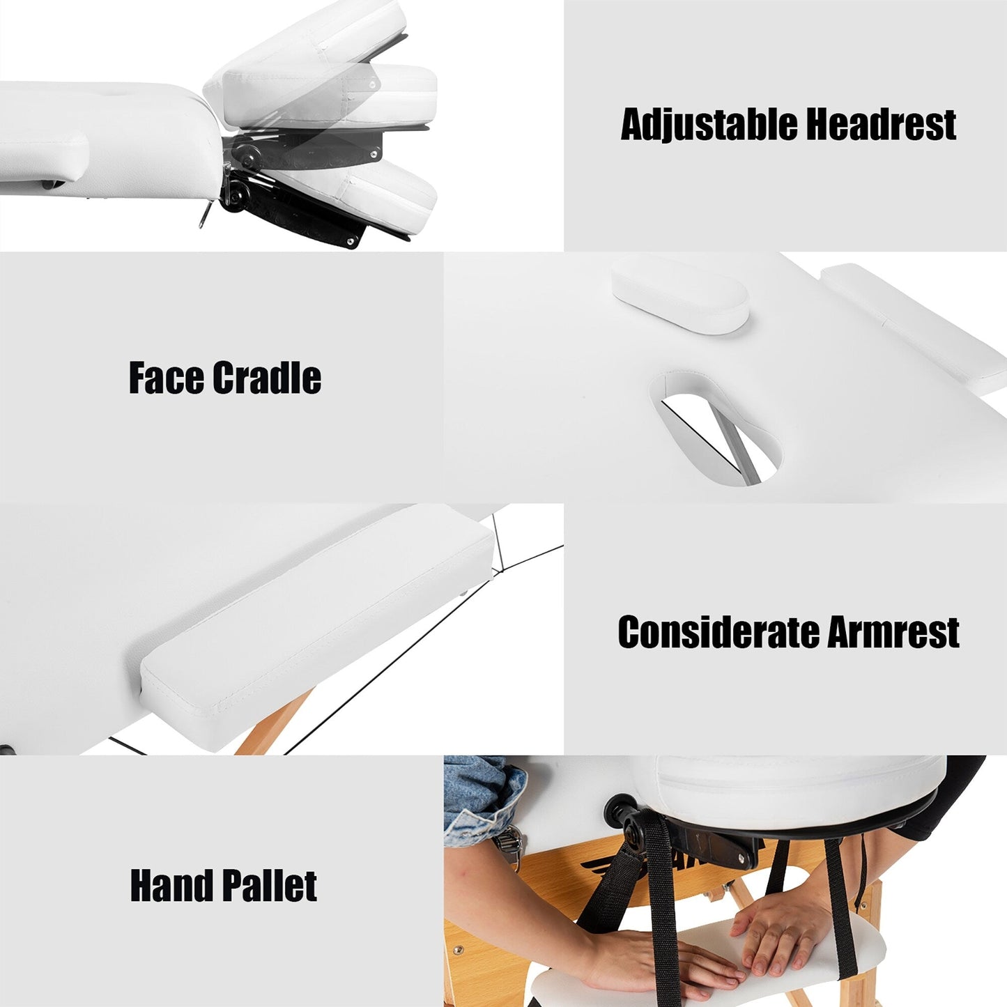 Table de massage portable 84''L, lit de spa facial réglable, pour tatouage, avec sac de transport.