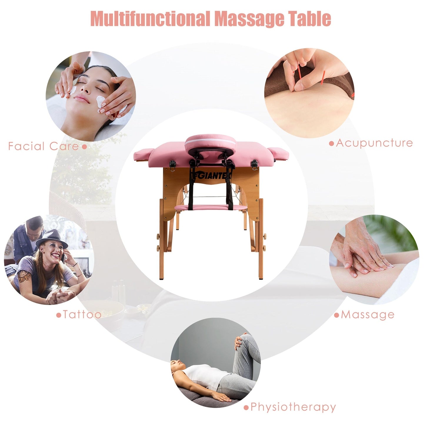 Table de massage portable 84''L, lit de spa facial réglable, pour tatouage, avec sac de transport.