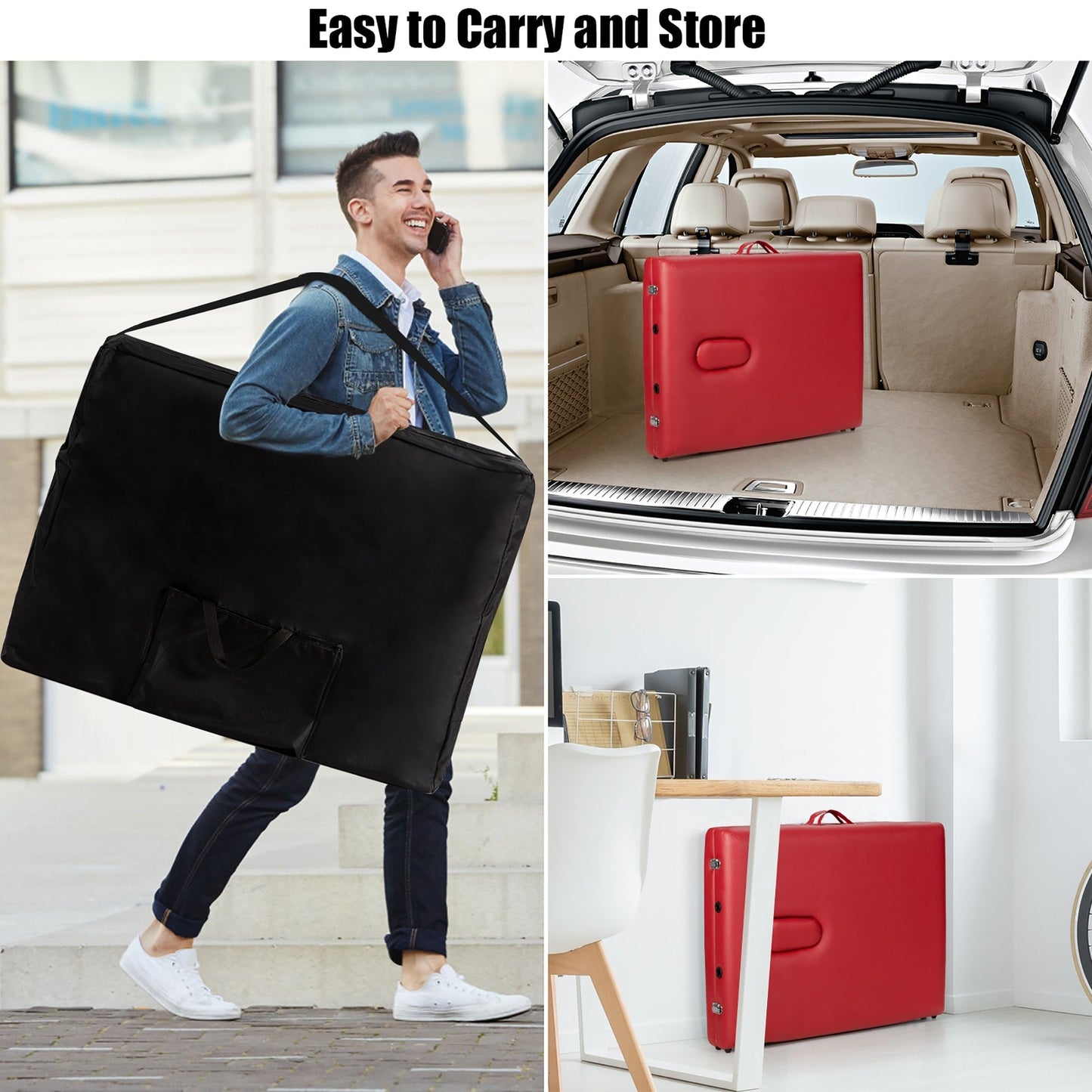 Table de massage portable 84''L, lit de spa facial réglable, pour tatouage, avec sac de transport.