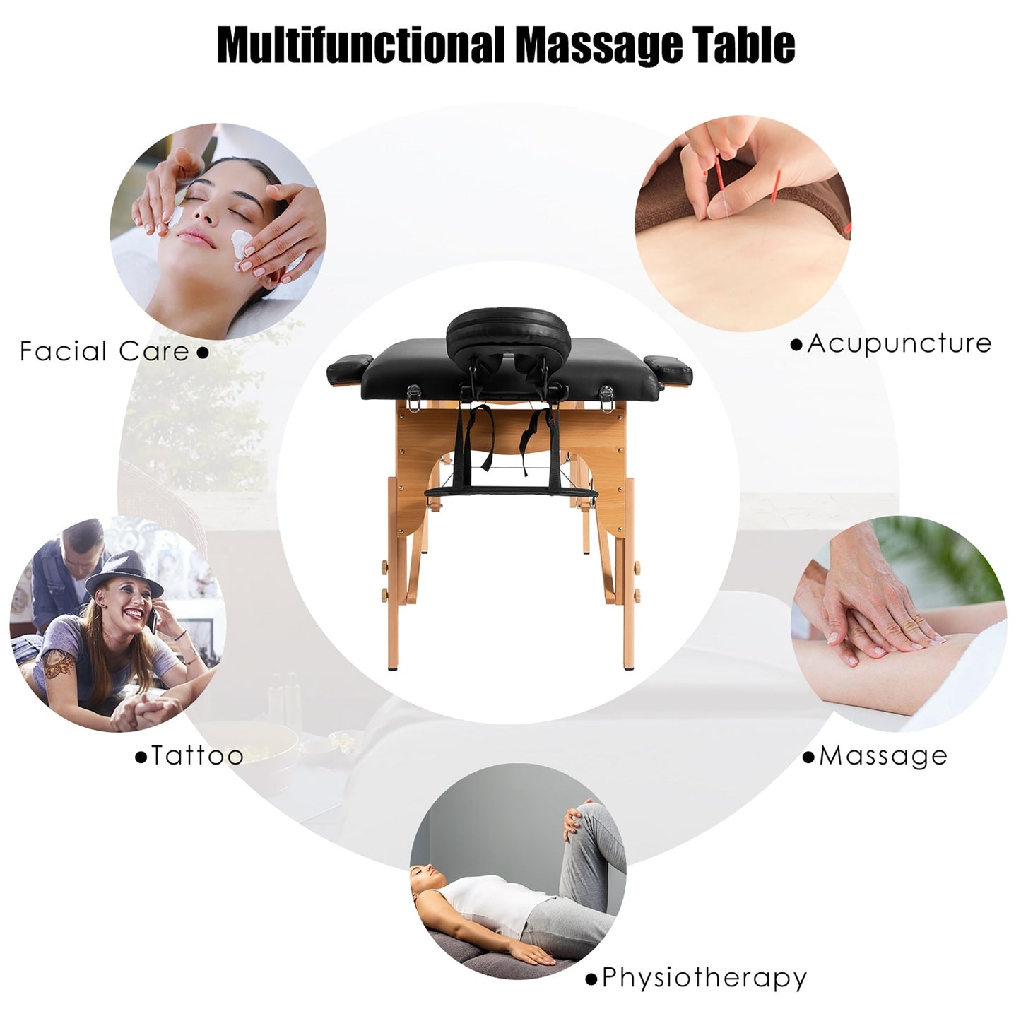 Table de massage portable 84''L, lit de spa facial réglable, pour tatouage, avec sac de transport.