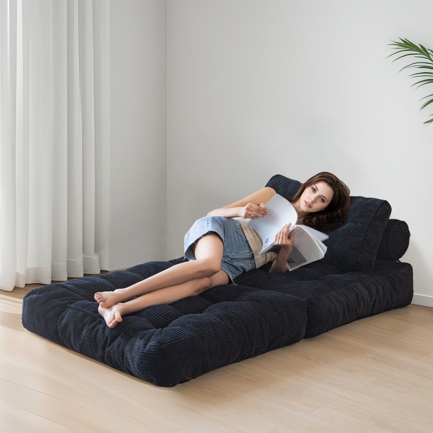 8 Canapé-lit pliable en velours côtelé, simple