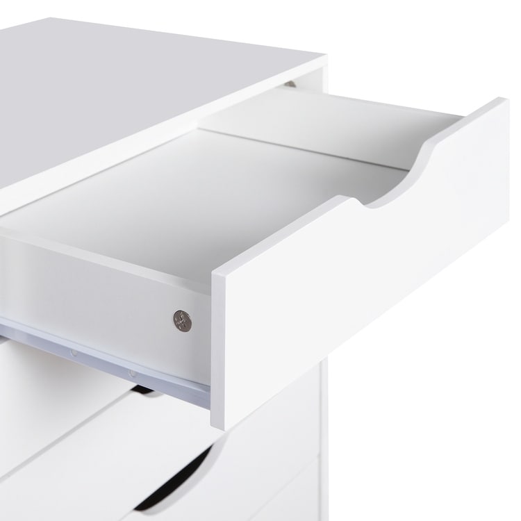 Armoire étroite en bois à 9 tiroirs avec coulisses à glissement fluide et étagère de rangement supérieure.