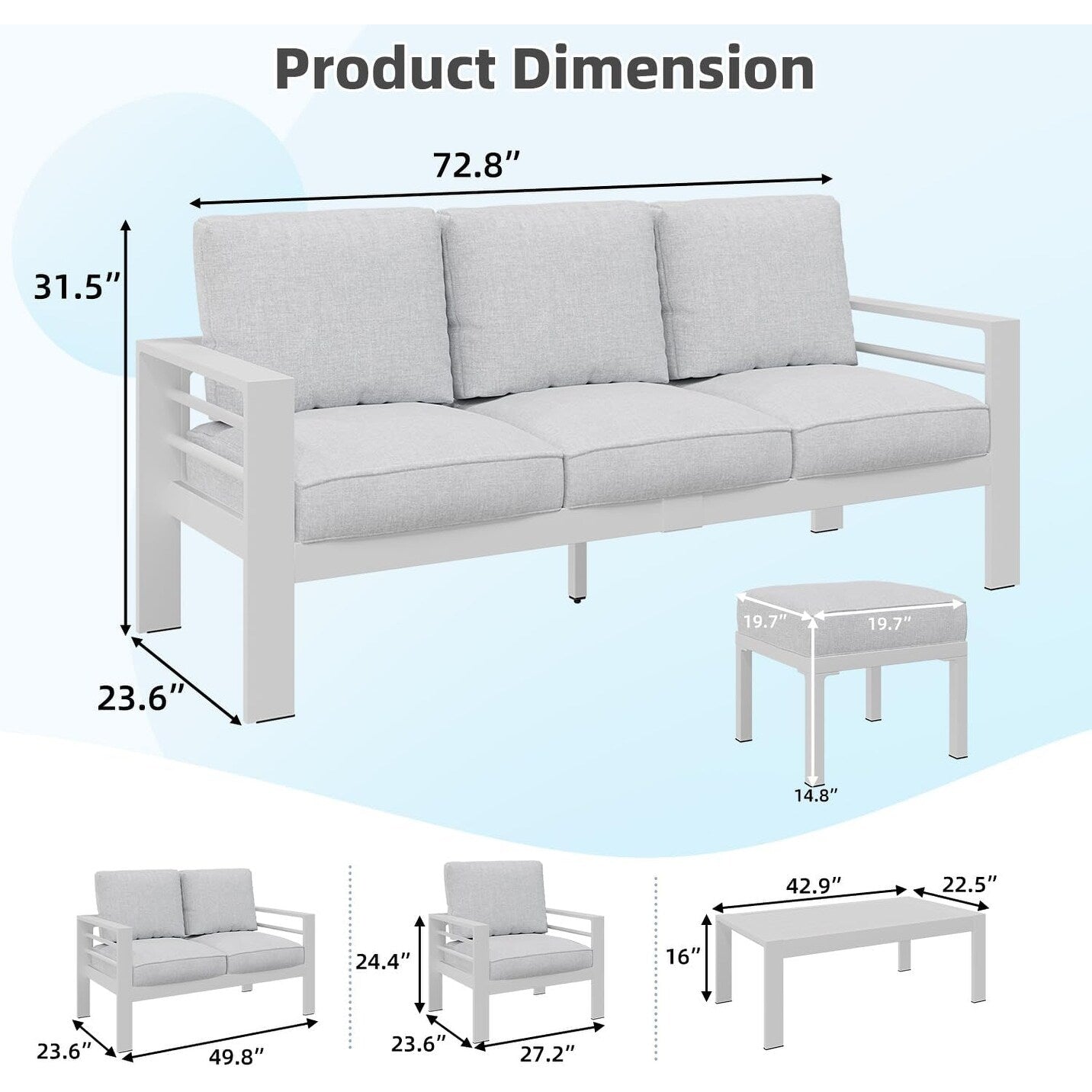 AECOJOY 7 Pieces Aluminum Patio Furniture Set Outdoor Conversation Set