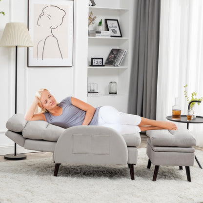 HOMYKA Fauteuil d'appoint avec dossier réglable et rangement intégré dans le repose-pieds