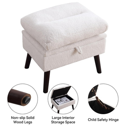 HOMYKA Fauteuil d'appoint avec dossier réglable et rangement intégré dans le repose-pieds