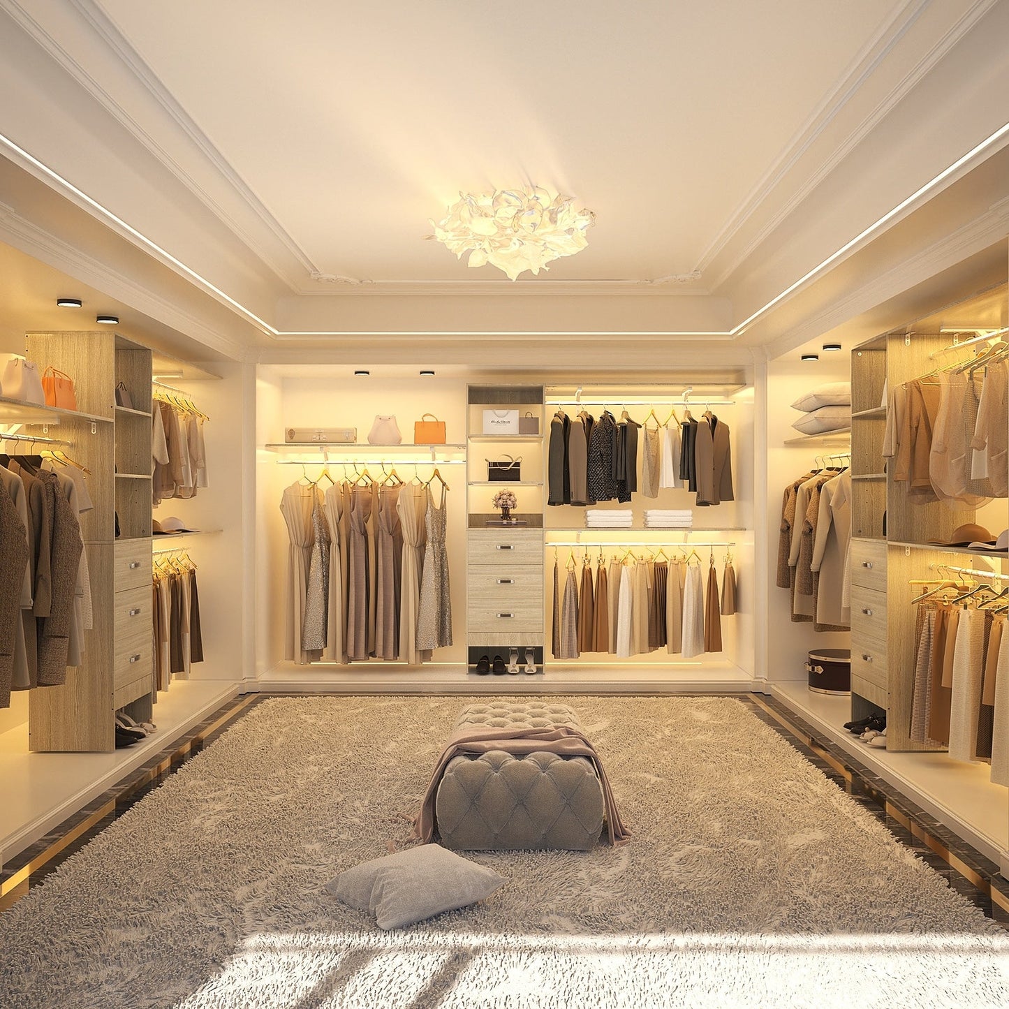 Rackcog Organisateur de placard réglable de 305 cm avec tiroirs, système de rangement avec étagères personnalisables pour placard à l'italienne et placard à porte coulissante