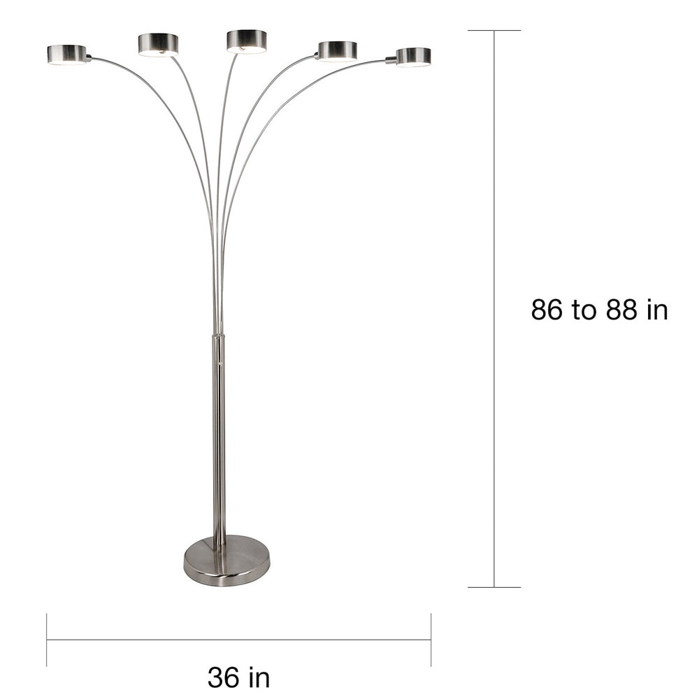 Lampe de sol à 5 lumières, modèle Charlie, en acier brossé, avec arche, de Strick &amp; Bolton