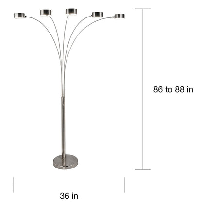 Lampe de sol à 5 lumières, modèle Charlie, en acier brossé, avec arche, de Strick &amp; Bolton