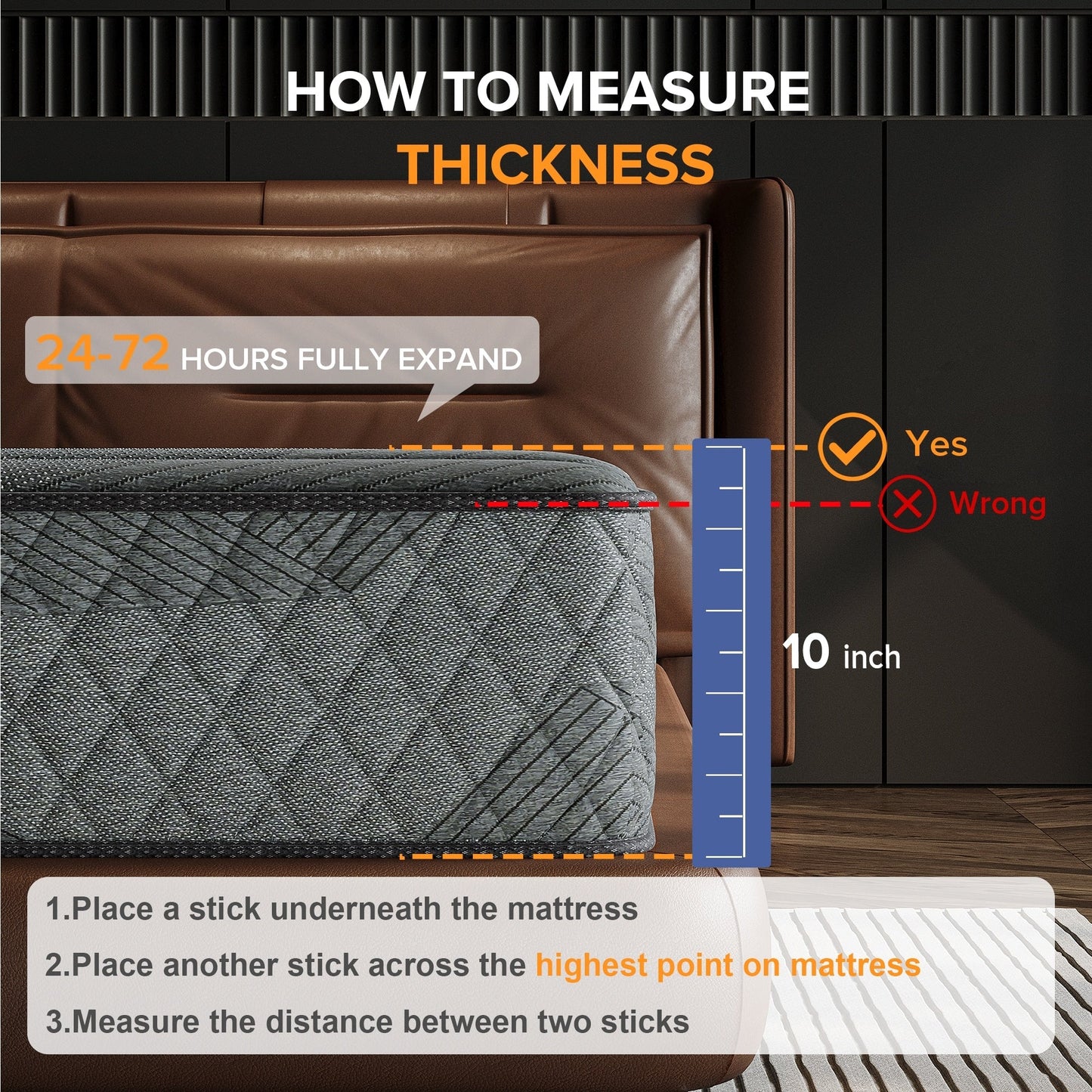 Matelas hybride en mousse à mémoire de forme avec gel, 25 cm (10 po), fermeté moyenne, SweDrea, respirant et rafraîchissant, certifié CertiPUR-US, SGS et OEKO-TEX.