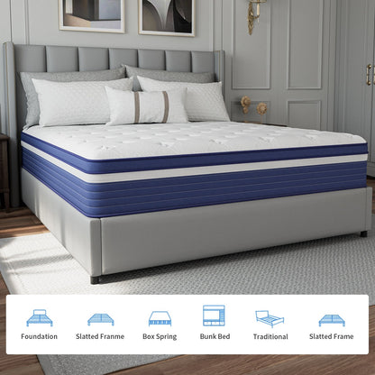 Matelas hybride à ressorts SweDrea de 25 cm (10 po) à refroidissement et respirabilité, fermeté moyenne, certifié CertiPUR-US, SGS et OEKO-TEX.