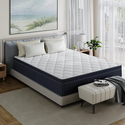 Matelas hybride en mousse à mémoire de forme avec gel, moelleux, de 30 cm (12 po) d'épaisseur, rafraîchissant et respirant, certifié CertiPUR-US, SGS et OEKO-TEX.