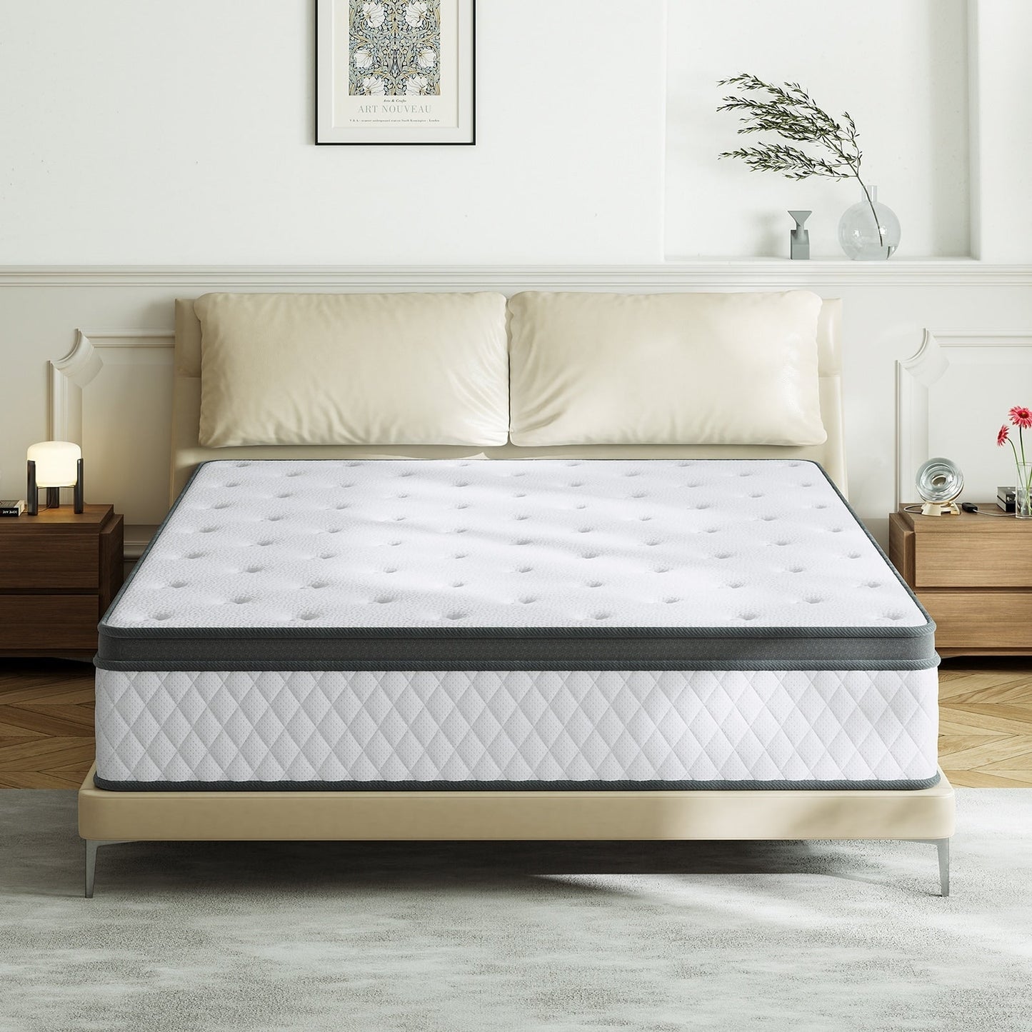 Matelas hybride en mousse à mémoire de forme ferme de 30 cm (12 po) SweDrea, certifié CertiPUR-US et Oeko-TEX, avec ressorts renforcés.