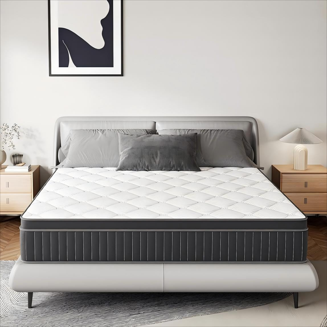 Matelas à ressorts SweDrea de 30 cm (12 po) à fermeté moyenne pour soulager le mal de dos et assurer un refroidissement optimal, certifié CertiPUR-US, SGS et OEKO-TEX.