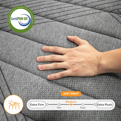 Matelas hybride en mousse à mémoire de forme avec gel, 8/12 pouces, fermeté moyenne, respirant et rafraîchissant, certifié CertiPUR-US, SGS et OEKO-TEX.