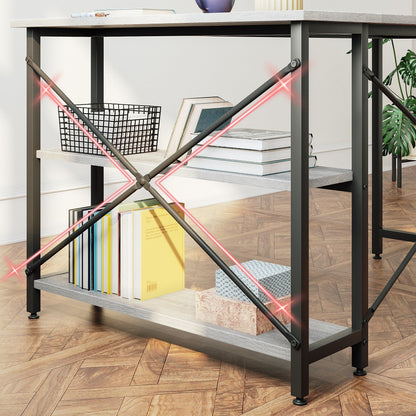 Bureau en forme de L avec étagères de rangement, bureau d'ordinateur d'angle.