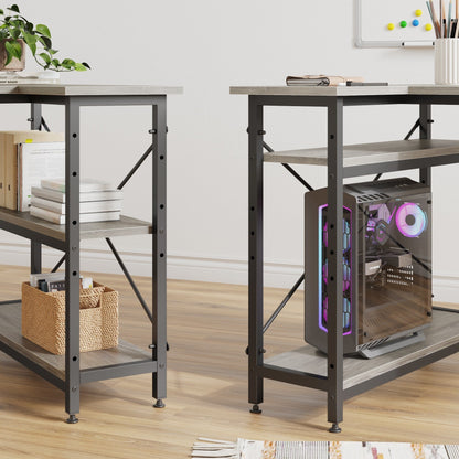 Bureau en forme de L avec étagères de rangement, bureau d'ordinateur d'angle.