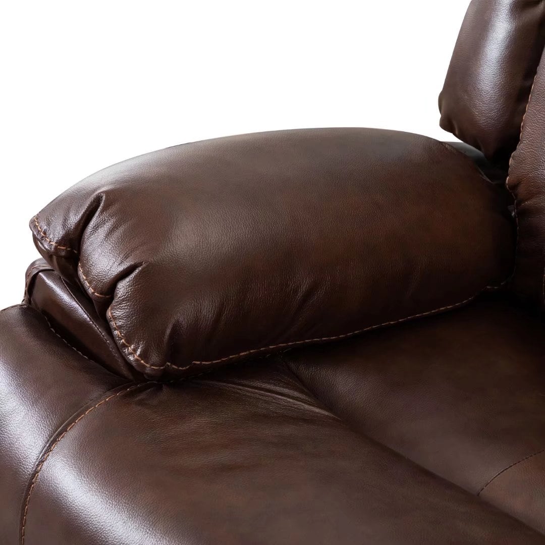 Ensemble de canapés et fauteuils inclinables manuels en cuir véritable, style moderne du milieu du siècle.