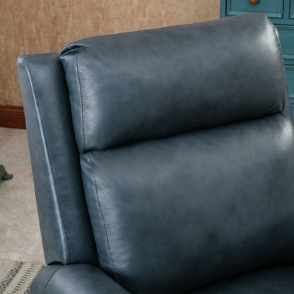 Fauteuil inclinable en cuir véritable avec accoudoirs et dossier confortables.
