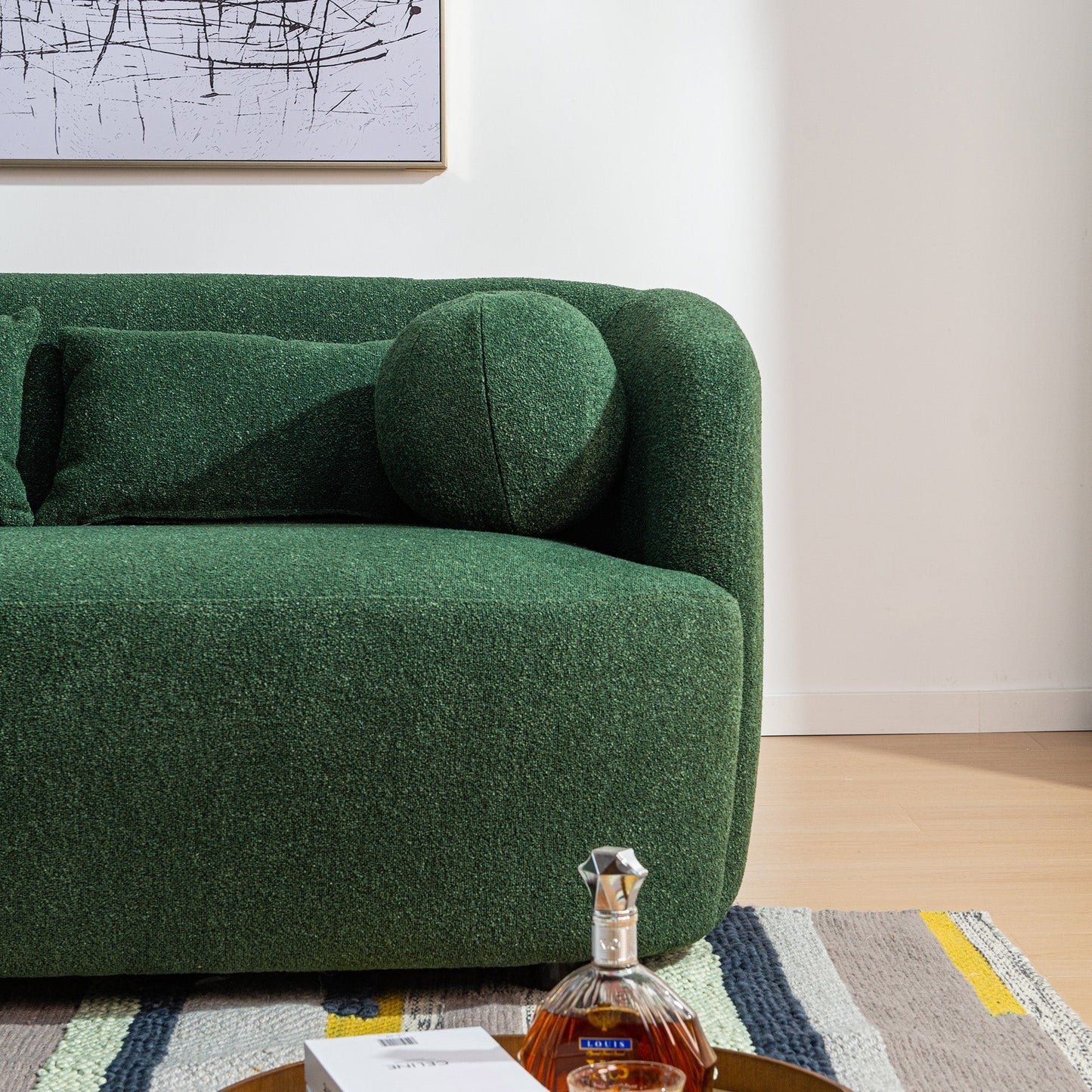 KINWELL Canapé 2 places en boucle avec coussins