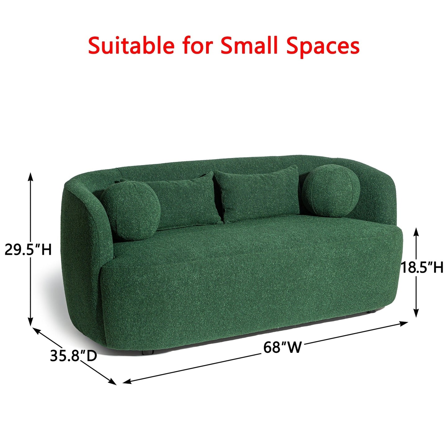 KINWELL Canapé 2 places en boucle avec coussins