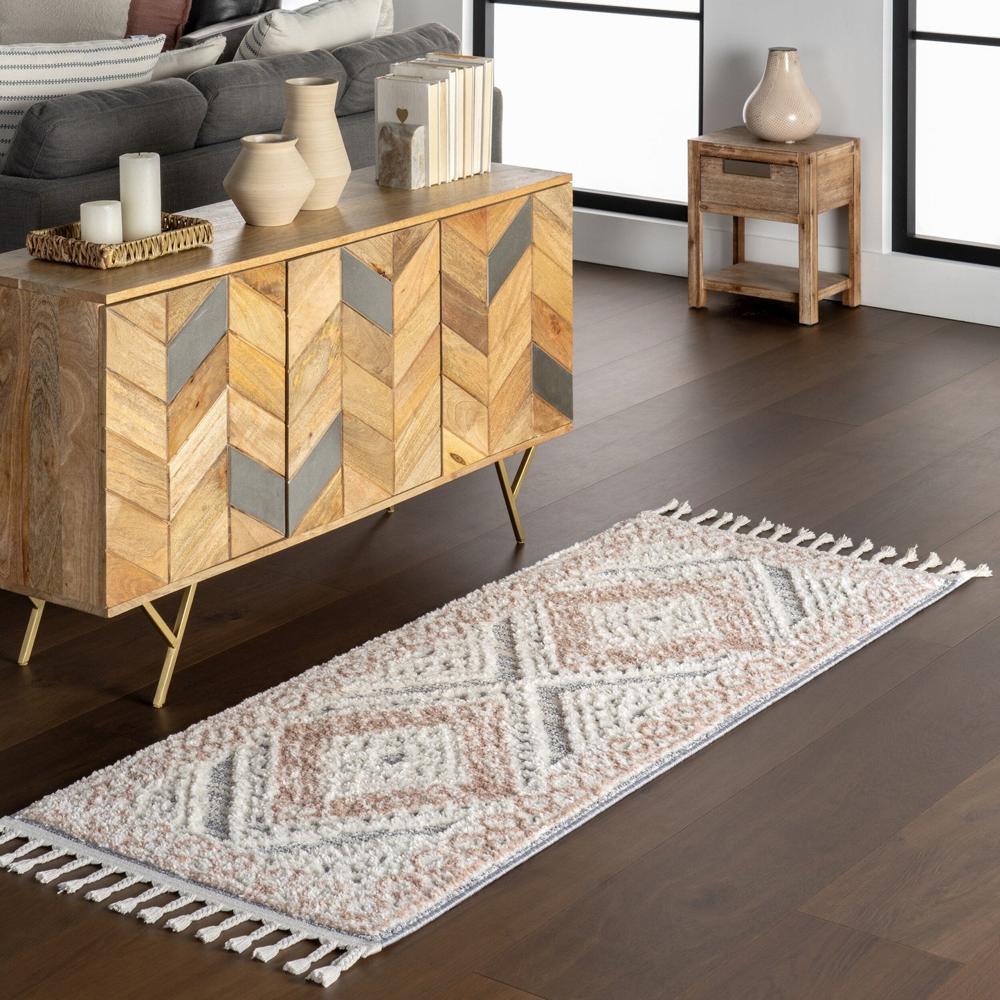 Nuloom Acacia Raised Diamond Tasseled Area Rug