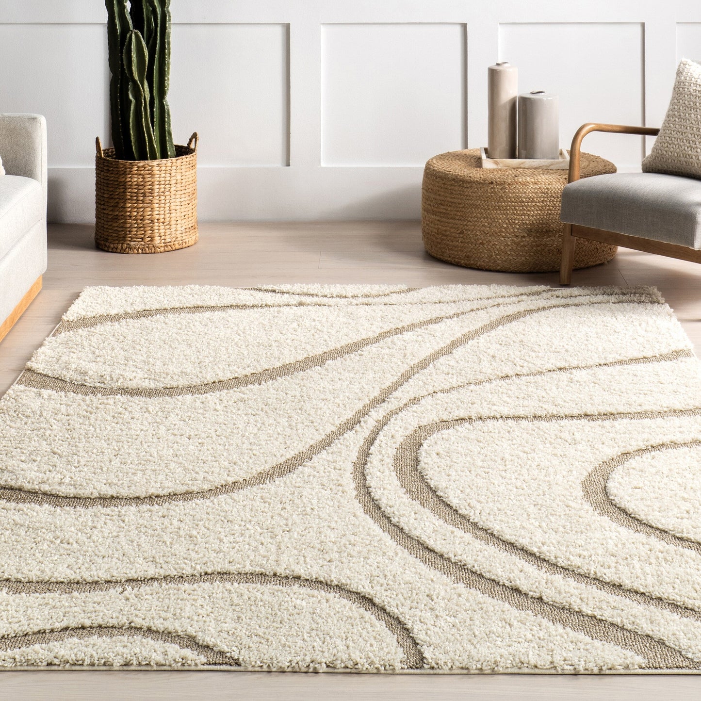 Nuloom Krista Contemporary Swirls Shag Area Rug