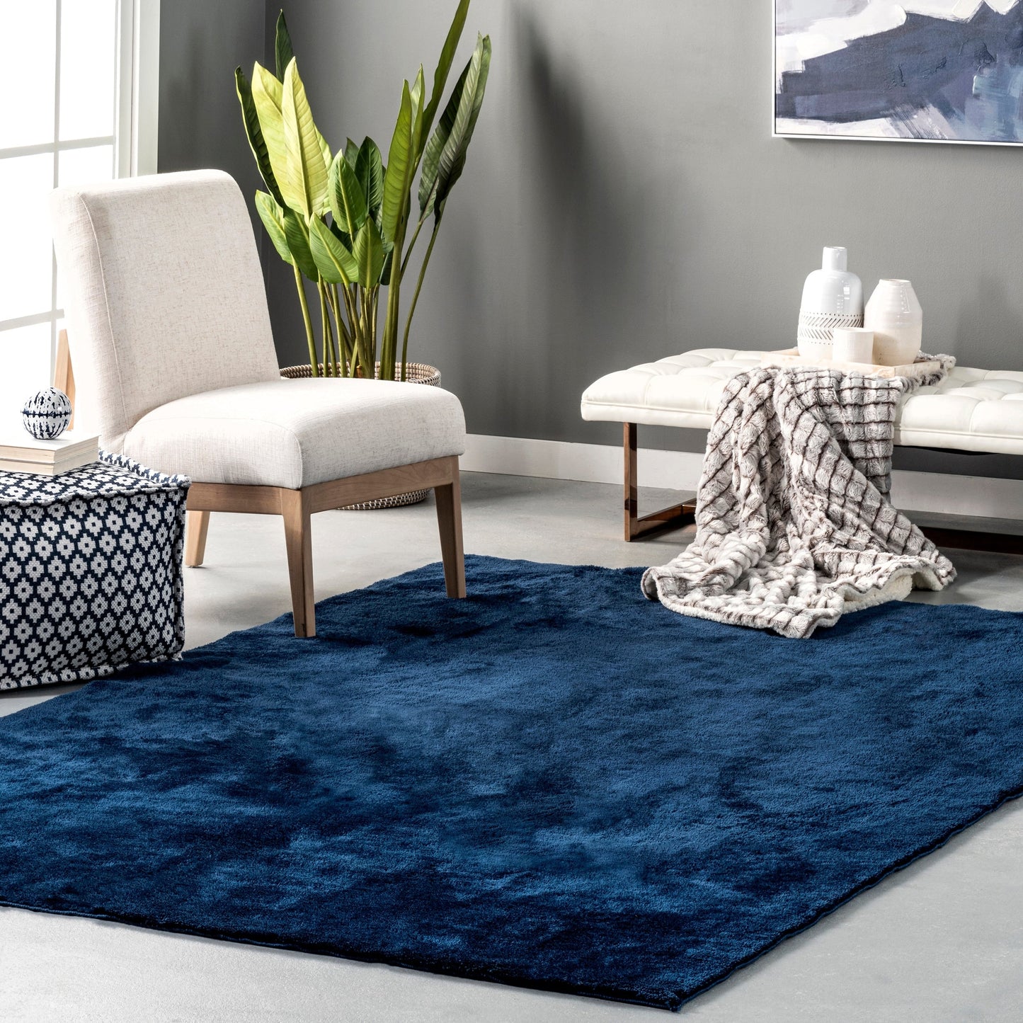 Nuloom Loni SuperiorWash Solid Machine Washable Shag Area Rug