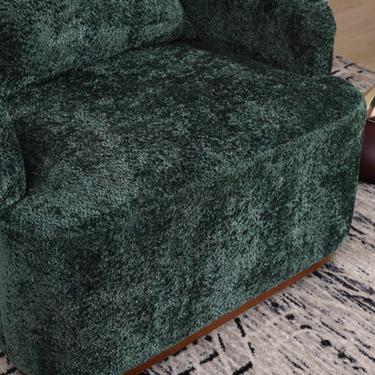 Chenille Swivel Barrel Chair, 360-Degree Comfy Accent Sofa for Living Room, Bedroom, and Study with Removable Cushion